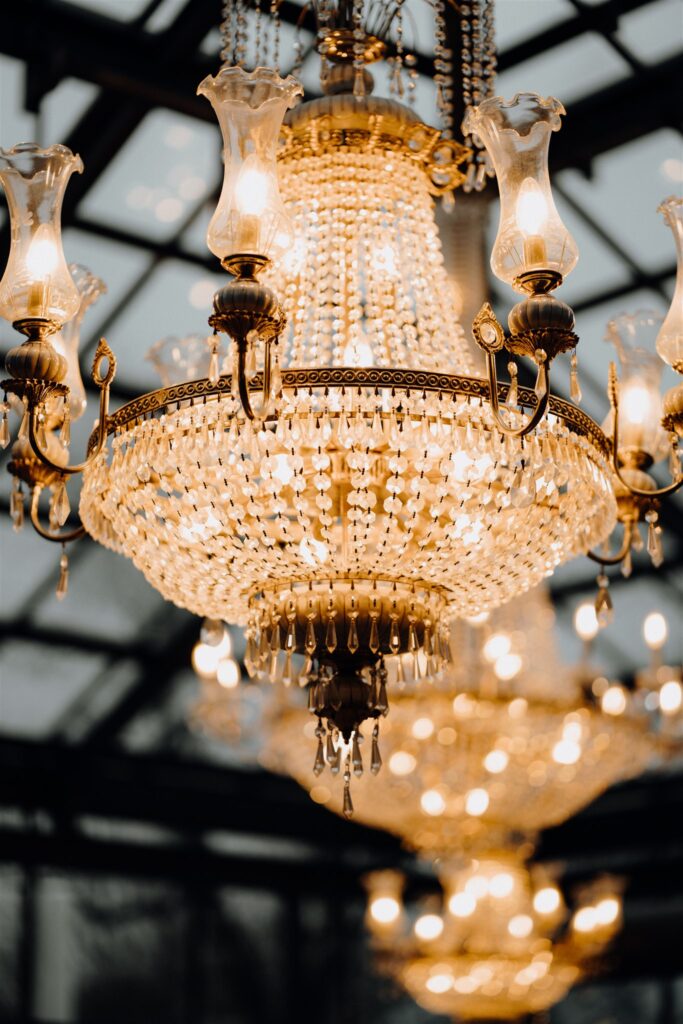 Kronleuchter der Location Glashütte in Adendorf, Planung: Sophia von Aspern
