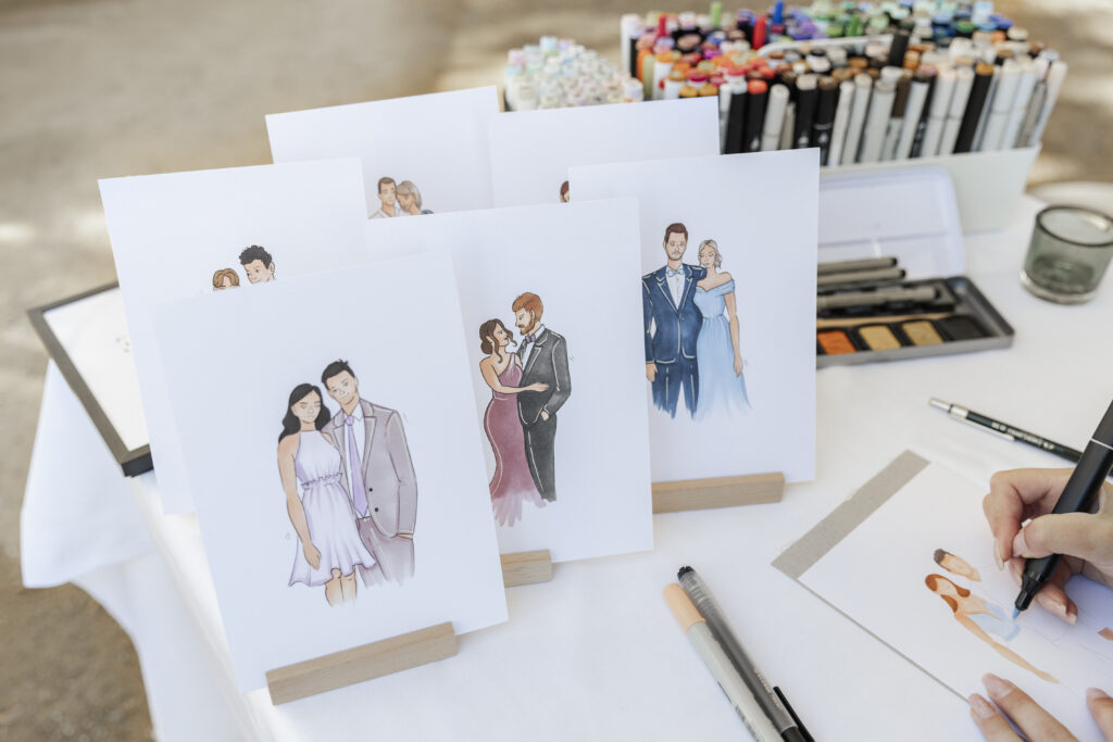 Zeichnungen der Gäste von Live Malerin, Planung: SOphia von Aspern