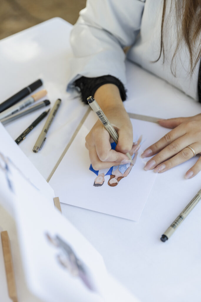 Zeichnung eines Hochzeitsgastes, Planung: Sophia von Aspern